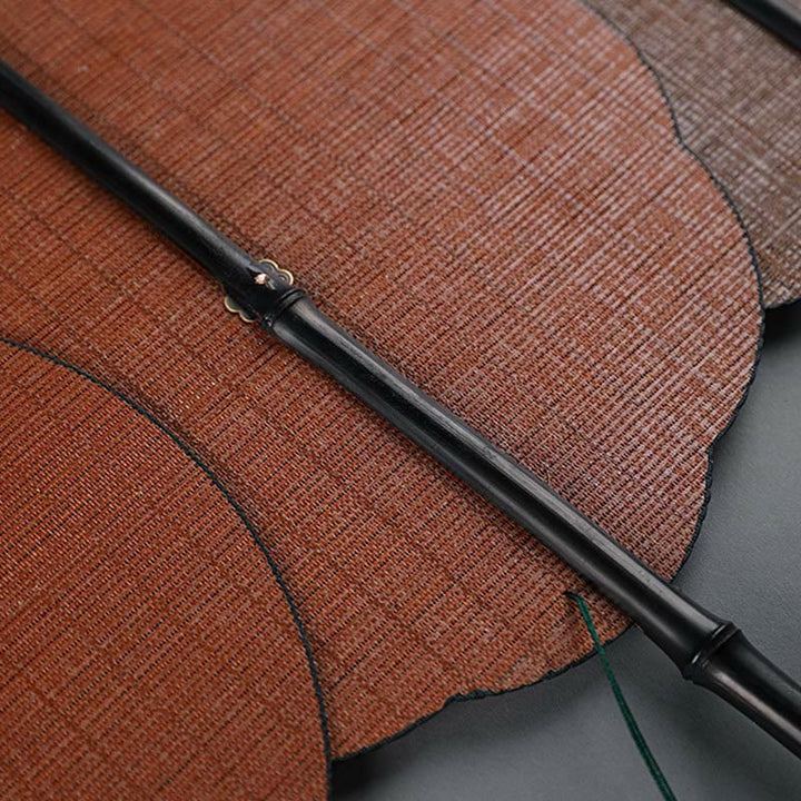 Buddha Stones Chinese Style Handmade Bamboo Long Handle Portable Curlable Fan - image 5