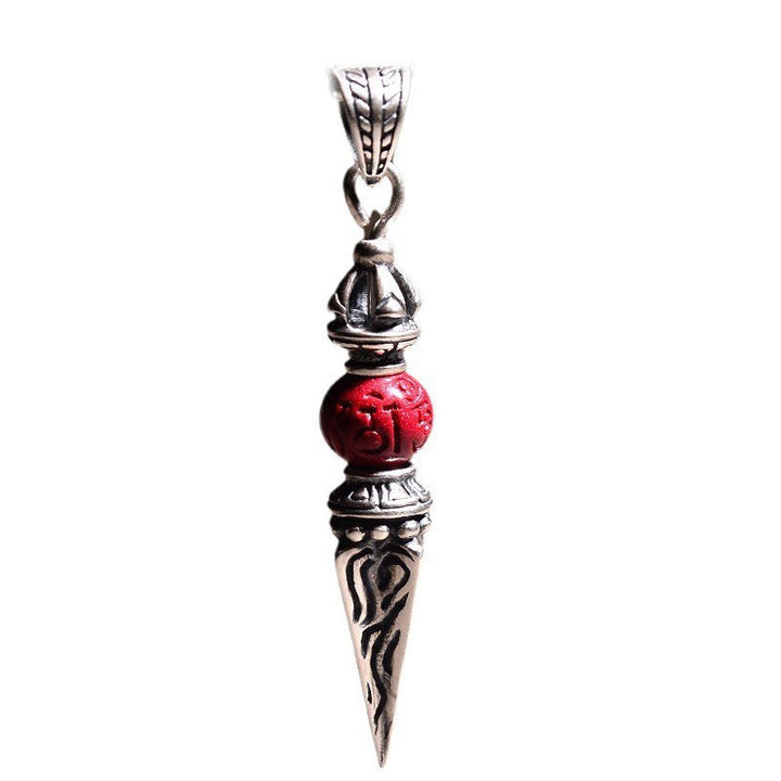 Buddha Stones Cinnabar Sanskrit Dorje Vajra Pattern Blessing Necklace Pendant - image 8