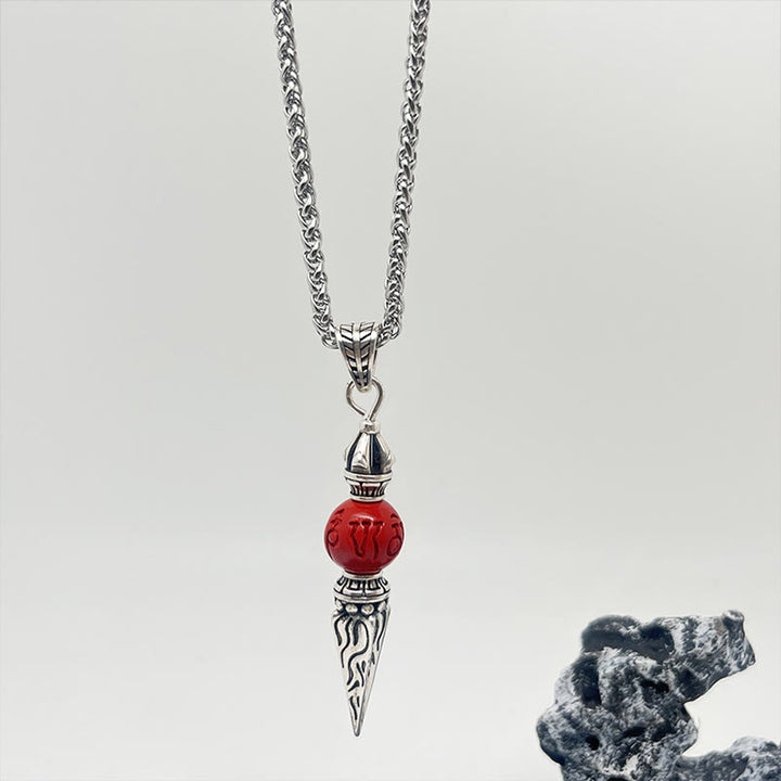 Buddha Stones Cinnabar Sanskrit Dorje Vajra Pattern Blessing Necklace Pendant - image 4