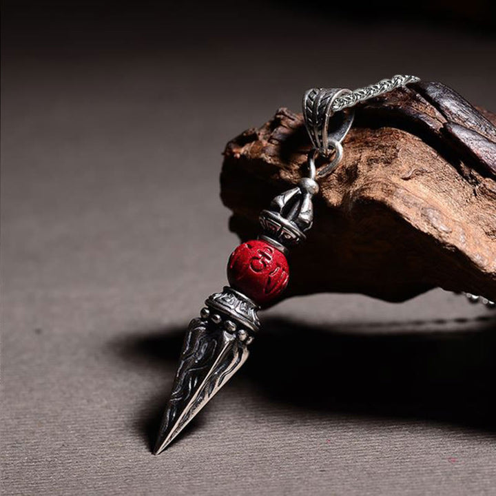 Buddha Stones Cinnabar Sanskrit Dorje Vajra Pattern Blessing Necklace Pendant - image 2