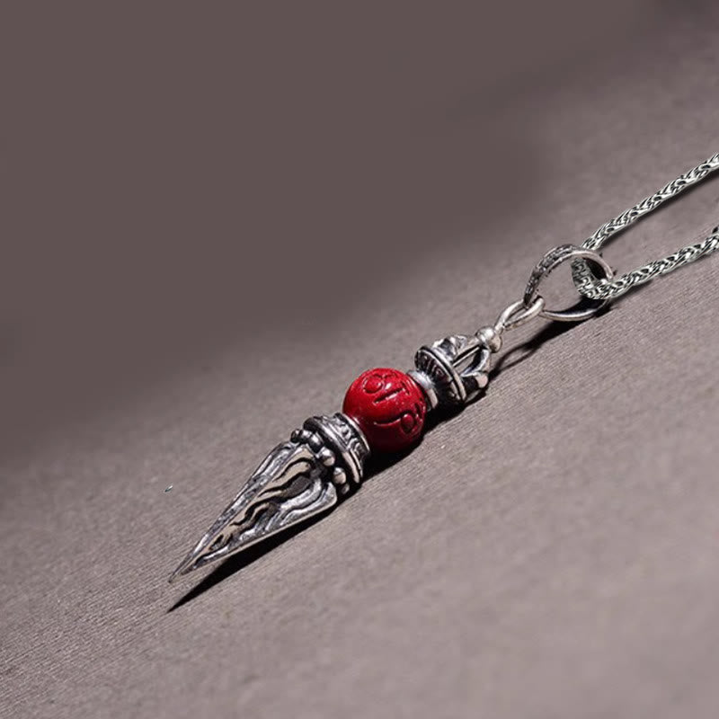 Buddha Stones Cinnabar Sanskrit Dorje Vajra Pattern Blessing Necklace Pendant - image 3