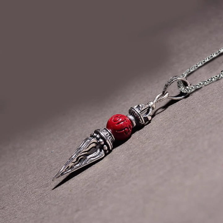 Buddha Stones Cinnabar Sanskrit Dorje Vajra Pattern Blessing Necklace Pendant - image 3