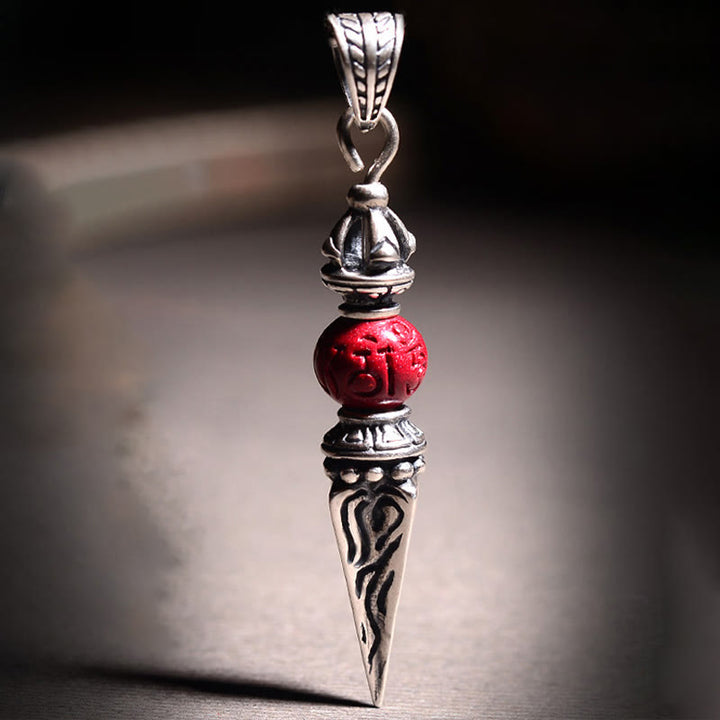 Buddha Stones Cinnabar Sanskrit Dorje Vajra Pattern Blessing Necklace Pendant - image 7