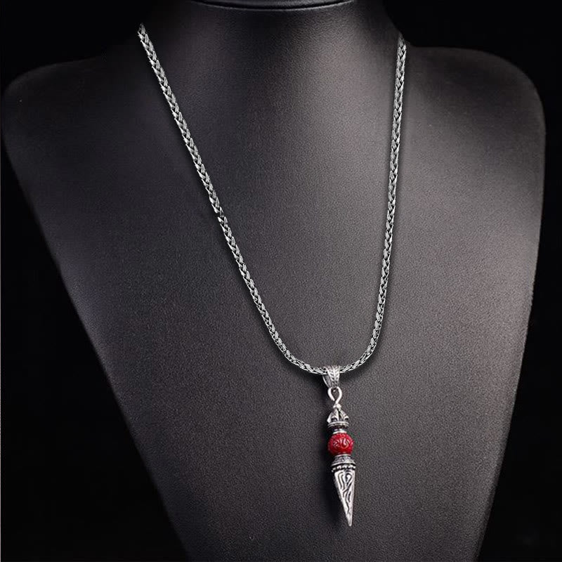 Buddha Stones Cinnabar Sanskrit Dorje Vajra Pattern Blessing Necklace Pendant - image 6