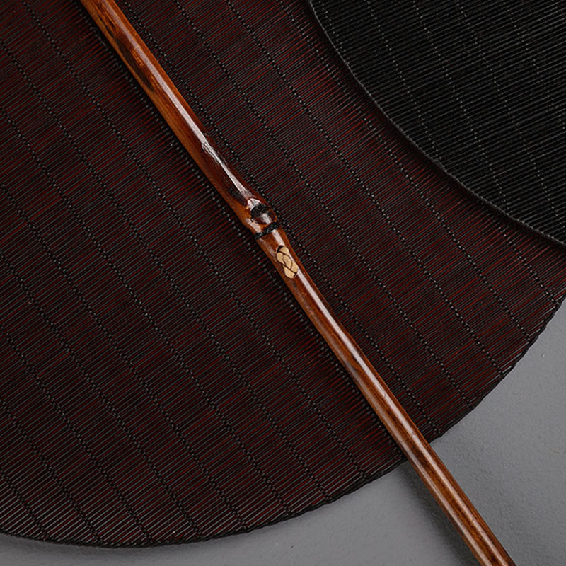 Buddha Stones Chinese Style Handmade Round Shaped Bamboo Long Handle Fan - image 5