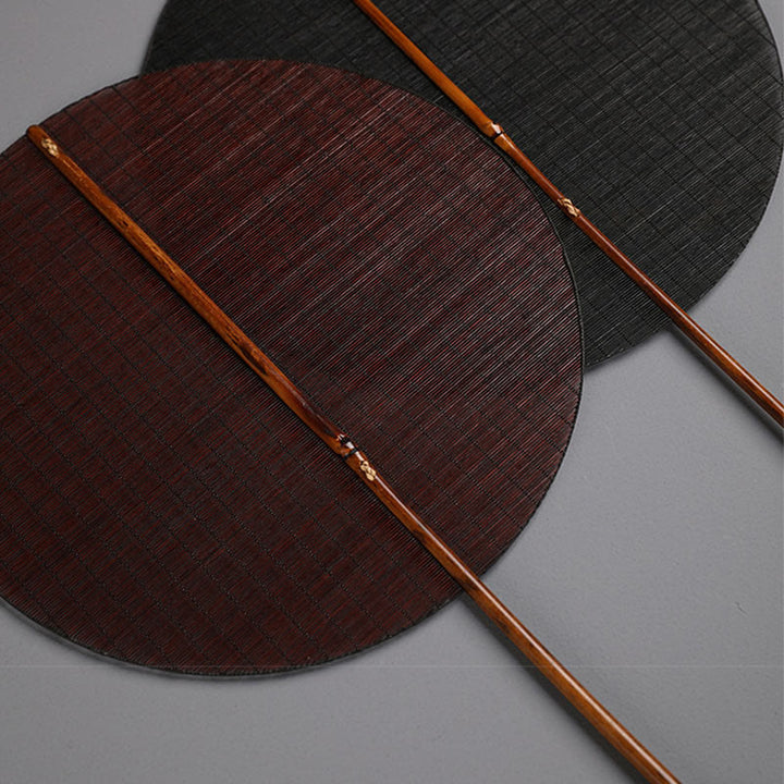 Buddha Stones Chinese Style Handmade Round Shaped Bamboo Long Handle Fan - image 6