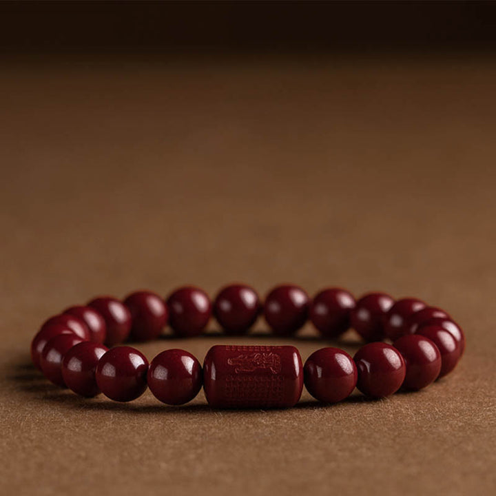Buddha Stones Natural Cinnabar Heart Sutra Blessing Bracelet - image 8