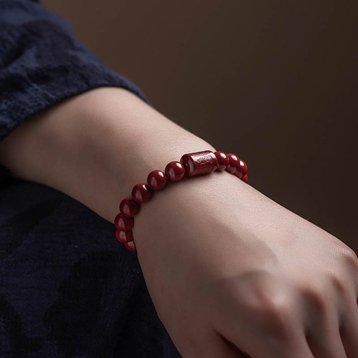 Buddha Stones Natural Cinnabar Heart Sutra Blessing Bracelet - image 9