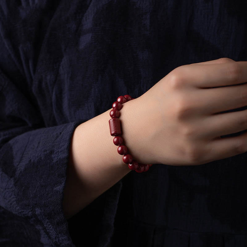 Buddha Stones Natural Cinnabar Heart Sutra Blessing Bracelet - image 7