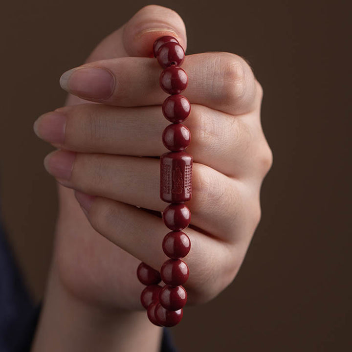 Buddha Stones Natural Cinnabar Heart Sutra Blessing Bracelet - image 11