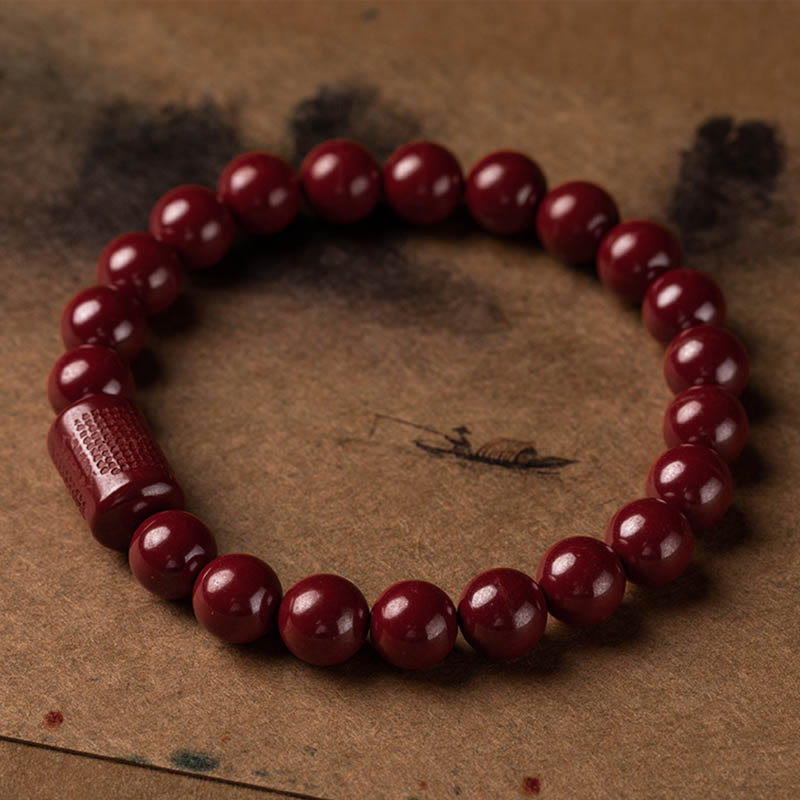 Buddha Stones Natural Cinnabar Heart Sutra Blessing Bracelet - image 4