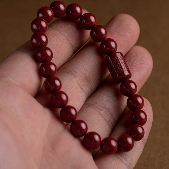 Buddha Stones Natural Cinnabar Heart Sutra Blessing Bracelet - image 10