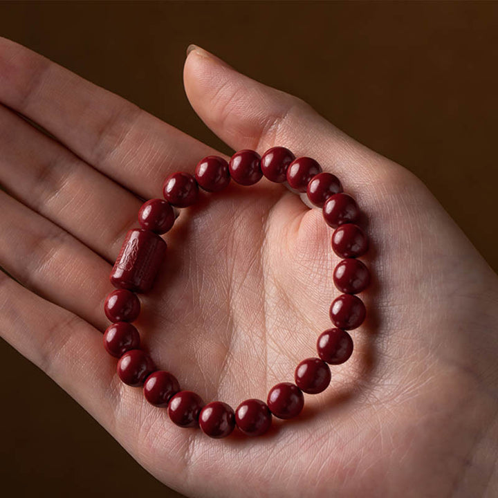 Buddha Stones Natural Cinnabar Heart Sutra Blessing Bracelet - image 13