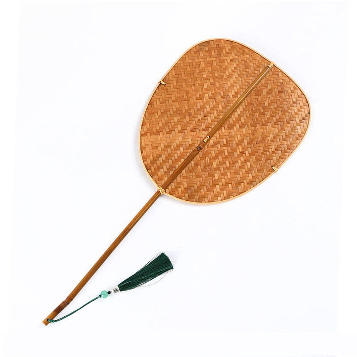 Buddha Stones Chinese Style Handmade Bamboo Woven Oval Round Banana Conical Shape Long Handle Fan - Ordinary Bamboo - Conical Type 23*20*45cm - image 11