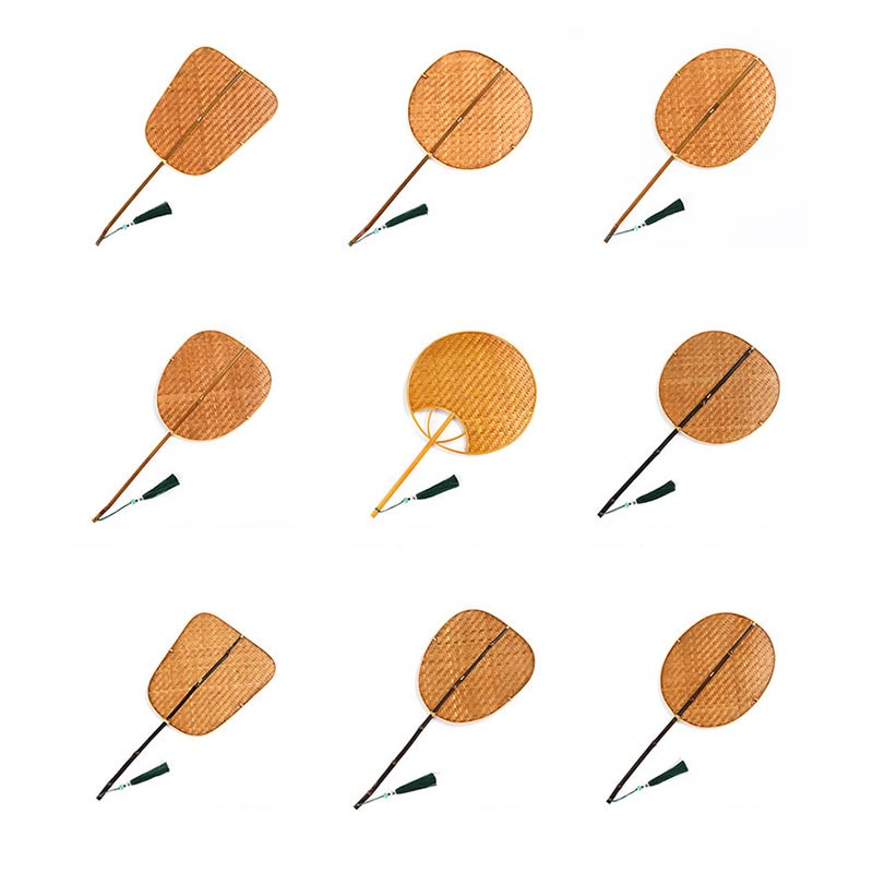 Buddha Stones Chinese Style Handmade Bamboo Woven Oval Round Banana Conical Shape Long Handle Fan - image 24