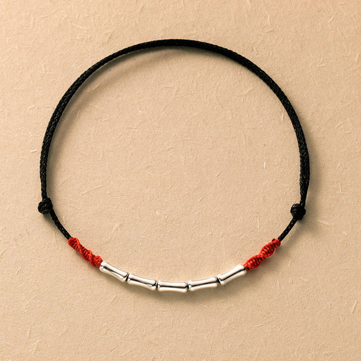 Buddha Stones 925 Sterling Silver Bamboo Design Luck Braided Ultra-Thin Rope Bracelet - Black Ultra-Thin Rope(Wrist Circumference 14-23cm) - image 10