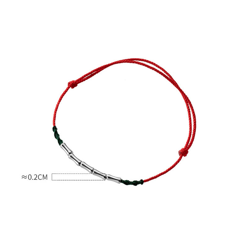 Buddha Stones 925 Sterling Silver Bamboo Design Luck Braided Ultra-Thin Rope Bracelet - image 5