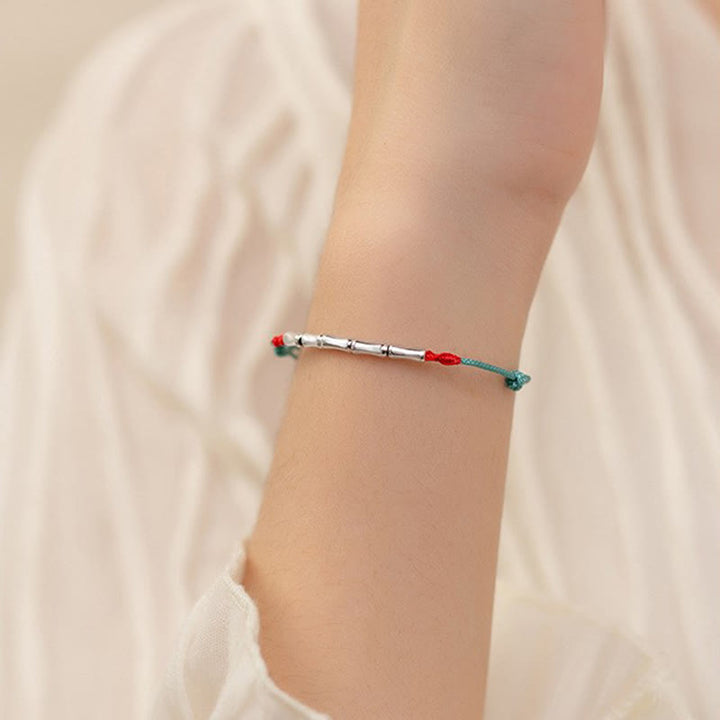 Buddha Stones 925 Sterling Silver Bamboo Design Luck Braided Ultra-Thin Rope Bracelet - image 14