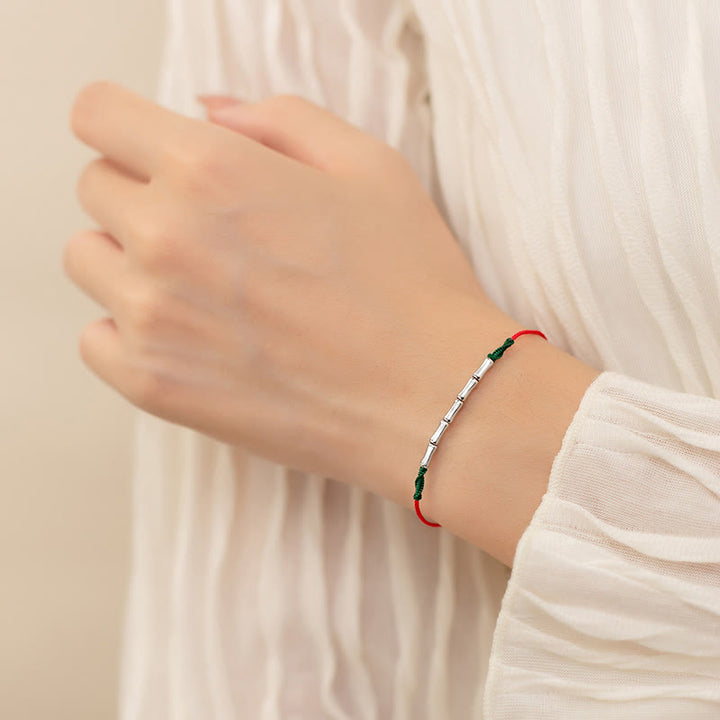 Buddha Stones 925 Sterling Silver Bamboo Design Luck Braided Ultra-Thin Rope Bracelet - image 4