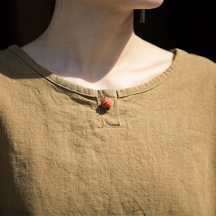 Buddha Stones Causal Half Sleeve Ramie Linen Cotton T-shirt Tee - image 7