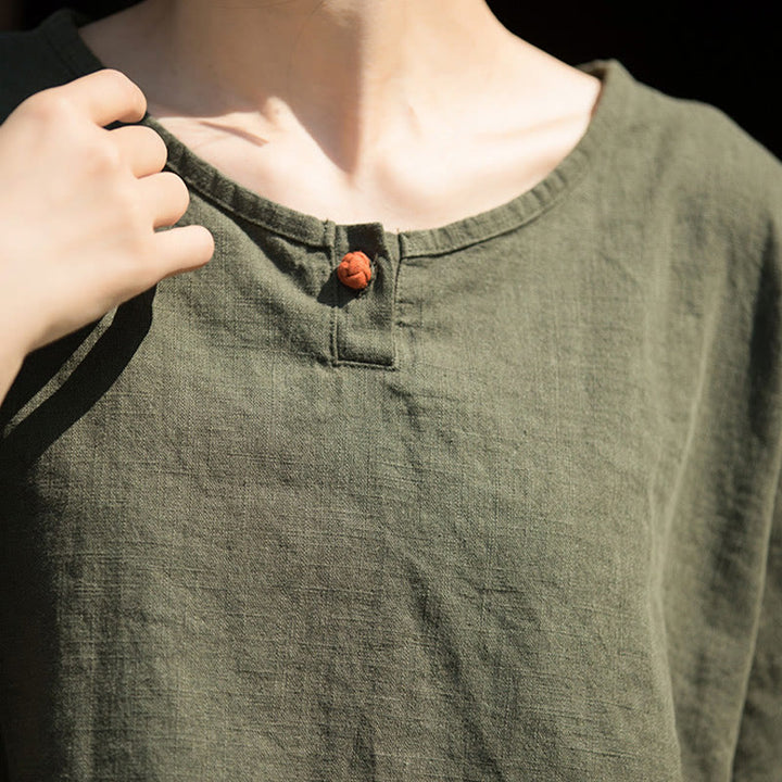 Buddha Stones Causal Half Sleeve Ramie Linen Cotton T-shirt Tee - image 15