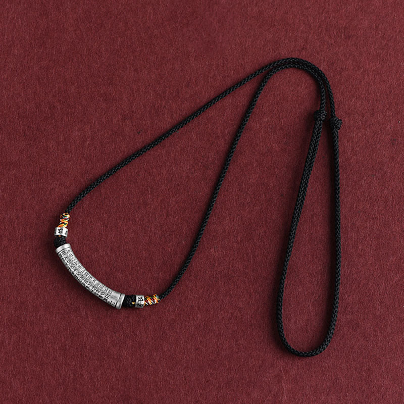 Buddha Stones 999 Sterling Silver Six True Word Heart Sutra String Necklace Pendant - image 1