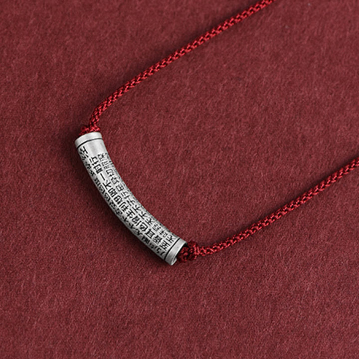 Buddha Stones 999 Sterling Silver Six True Word Heart Sutra String Necklace Pendant - Wine Red (Heart Sutra) - image 25