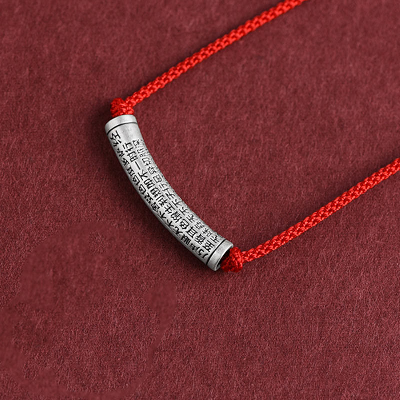 Buddha Stones 999 Sterling Silver Six True Word Heart Sutra String Necklace Pendant - Red (Heart Sutra) - image 26