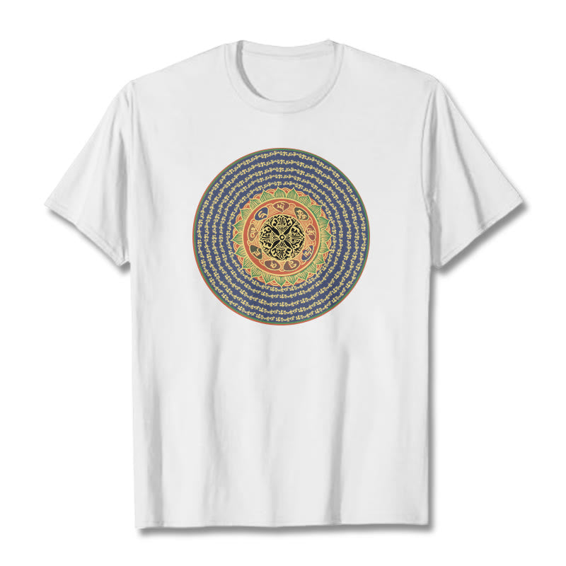 Buddha Stones 108 Om Mani Padme Hum Mantra Sanskrit Tee T-shirt - White - 2XL - image 2