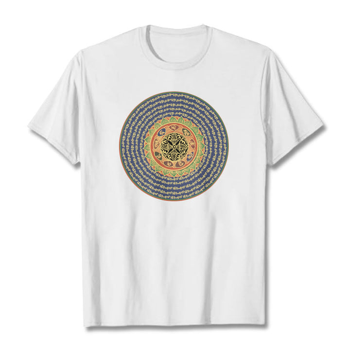 Buddha Stones 108 Om Mani Padme Hum Mantra Sanskrit Tee T-shirt - White - 2XL - image 2