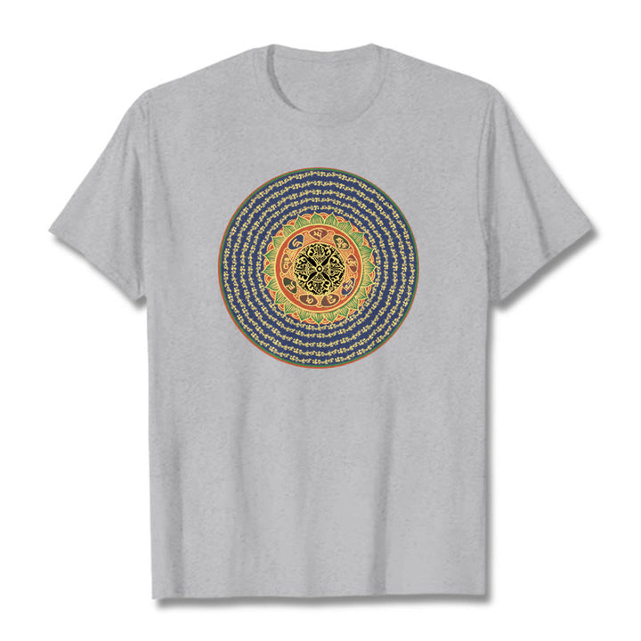 Buddha Stones 108 Om Mani Padme Hum Mantra Sanskrit Tee T-shirt - Light Grey - 2XL - image 0