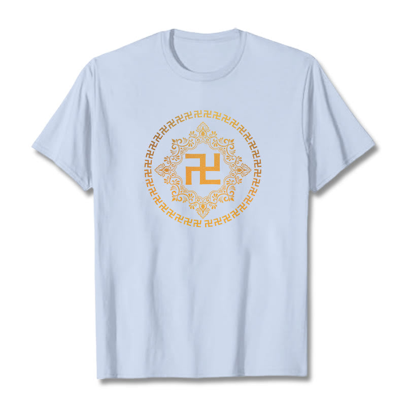 Buddha Stones Swastika Tee T-shirt - Light Cyan - 2XL - image 10
