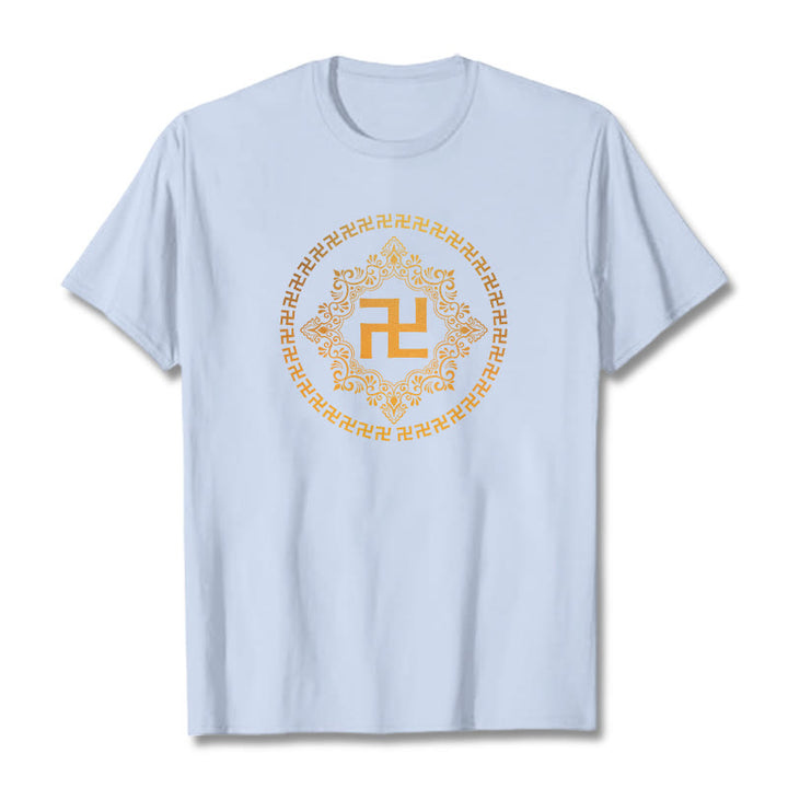 Buddha Stones Swastika Tee T-shirt - Light Cyan - 2XL - image 10