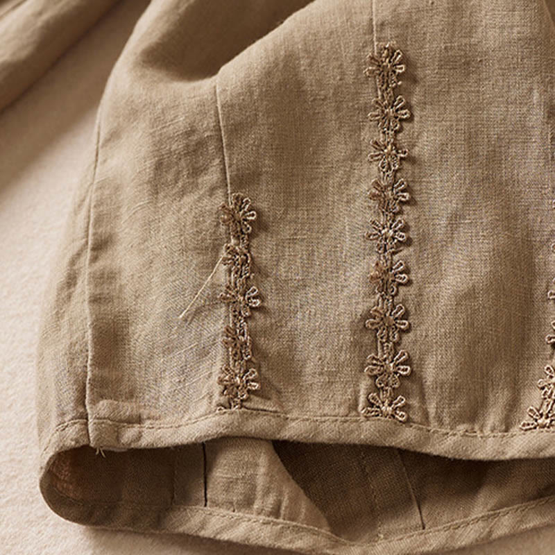 Buddha Stones Summer Small Flower Embroidery  Harem Pants With Pockets - image 8