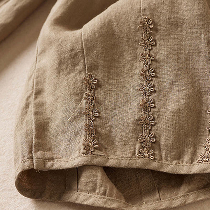 Buddha Stones Summer Small Flower Embroidery  Harem Pants With Pockets - image 8