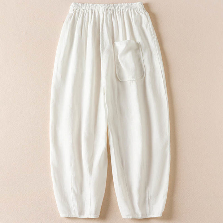 Buddha Stones Summer Small Flower Embroidery  Harem Pants With Pockets - image 17
