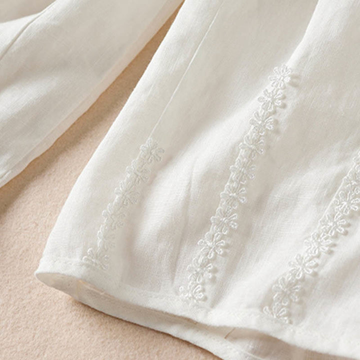 Buddha Stones Summer Small Flower Embroidery  Harem Pants With Pockets - image 23