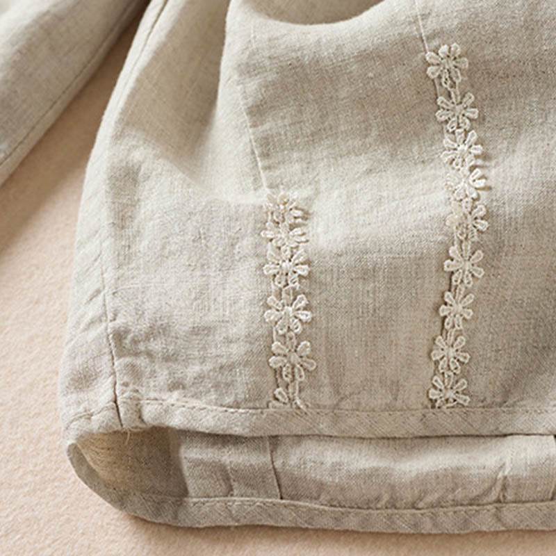 Buddha Stones Summer Small Flower Embroidery  Harem Pants With Pockets - image 30