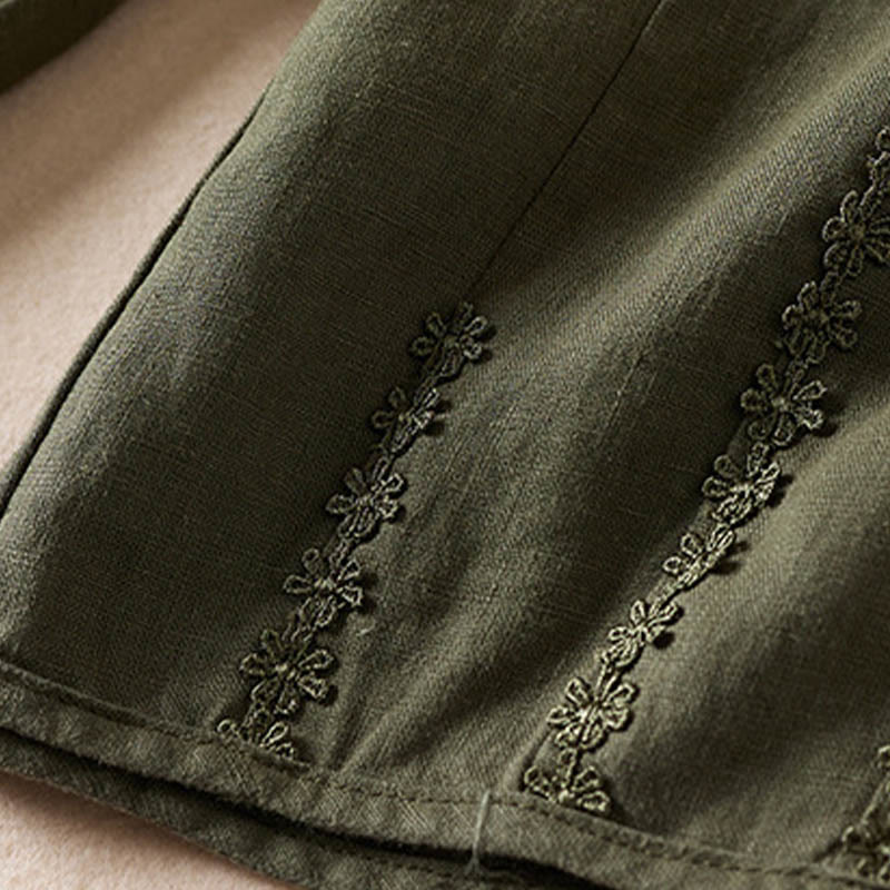 Buddha Stones Summer Small Flower Embroidery  Harem Pants With Pockets - image 35