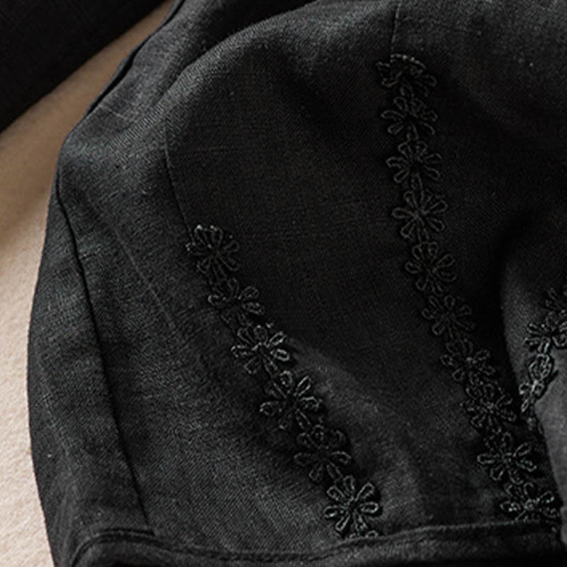 Buddha Stones Summer Small Flower Embroidery  Harem Pants With Pockets - image 51