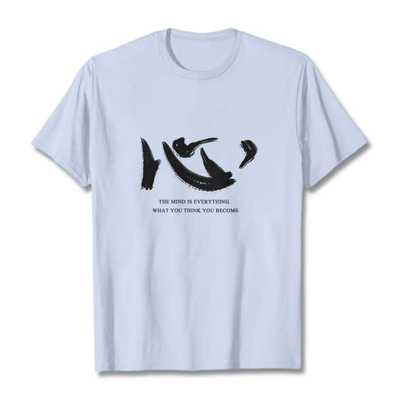 Buddha Stones Xin The Mind Is Everything Tee T-shirt - Light Cyan - 2XL - image 9