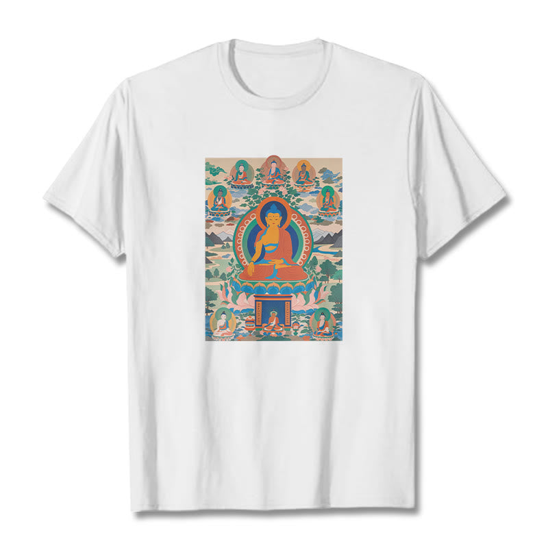 Buddha Stones The Medicine Buddha Sutra Transformed Into Art Tee T-shirt - White - 2XL - image 0