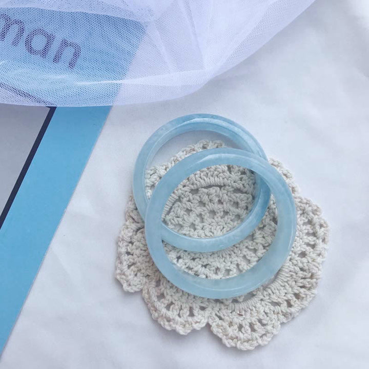 Buddha Stones Natural Aquamarine Blessing Bangle Bracelet - image 4