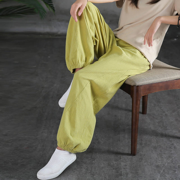 Buddha Stones Plain Color Ramie Linen Cotton Pants With Pockets - image 21