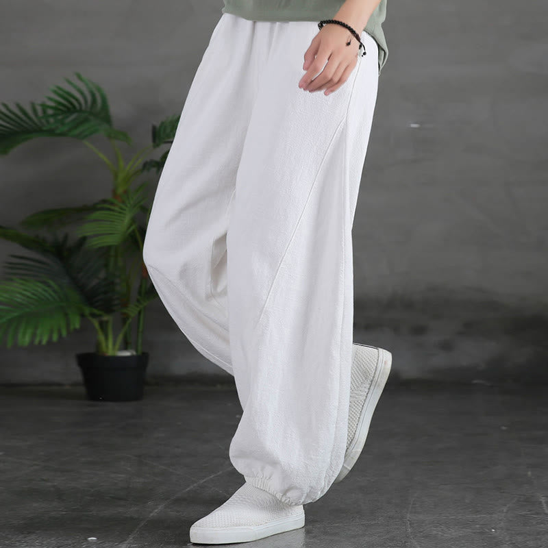 Buddha Stones Plain Color Ramie Linen Cotton Pants With Pockets - image 26