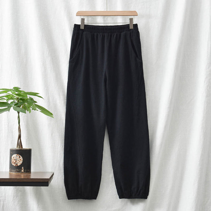 Buddha Stones Plain Color Ramie Linen Cotton Pants With Pockets - image 40