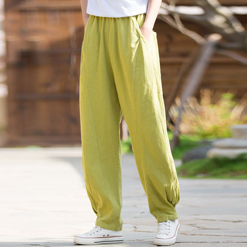 Buddha Stones Casual Ramie Linen Cotton Yoga Pants With Pockets - image 1