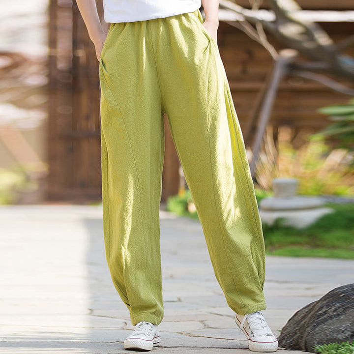 Buddha Stones Casual Ramie Linen Cotton Yoga Pants With Pockets - image 4