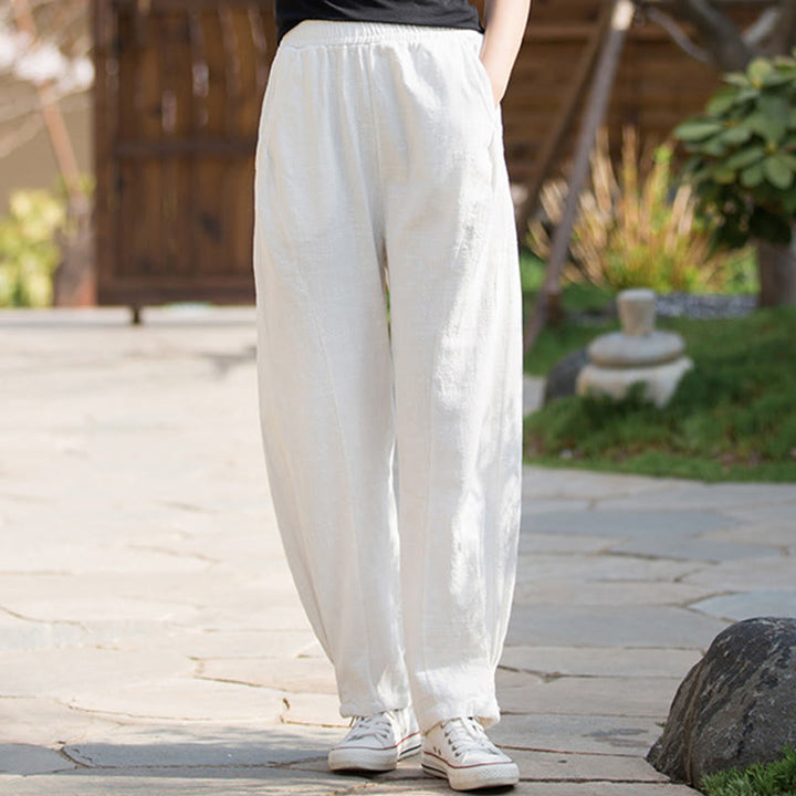 Buddha Stones Casual Ramie Linen Cotton Yoga Pants With Pockets - image 9