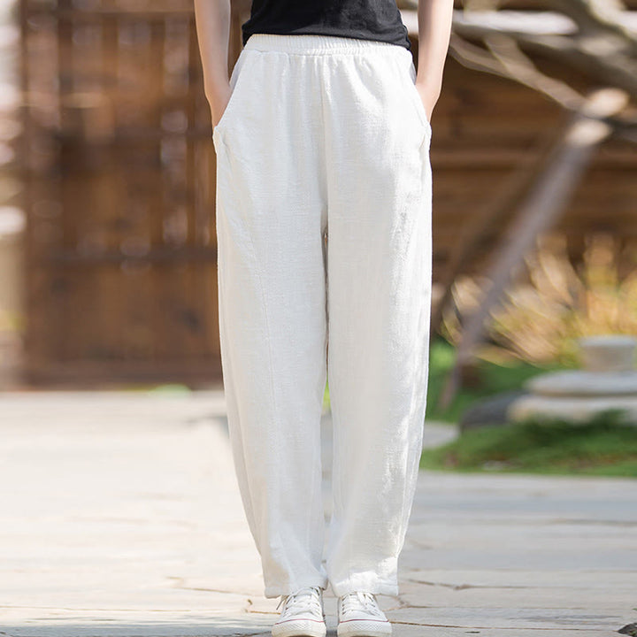 Buddha Stones Casual Ramie Linen Cotton Yoga Pants With Pockets - image 10